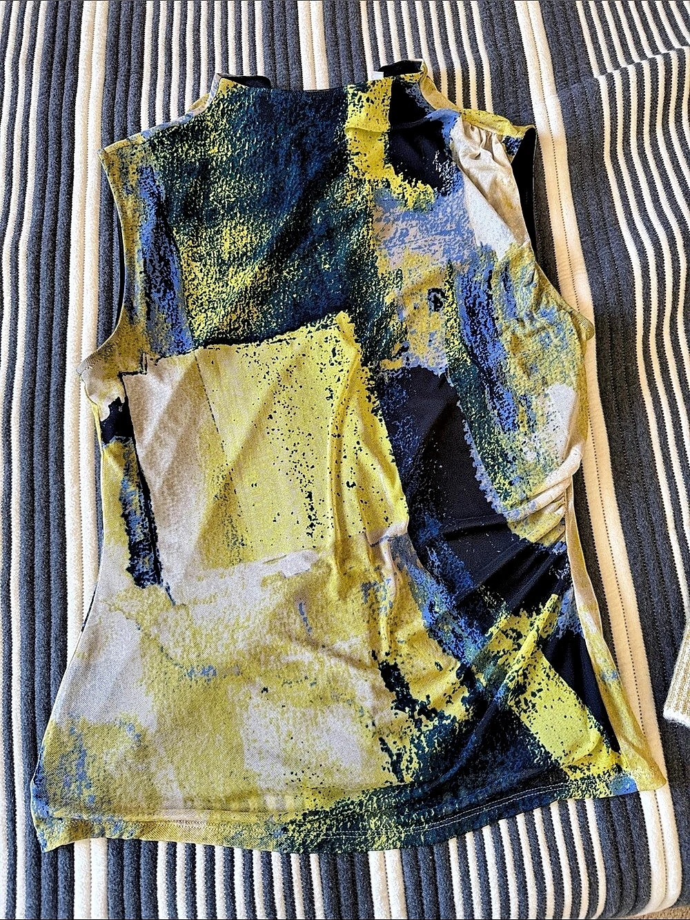 DKNY Abstract Sleeveless Top in Yellow & Blue Like New